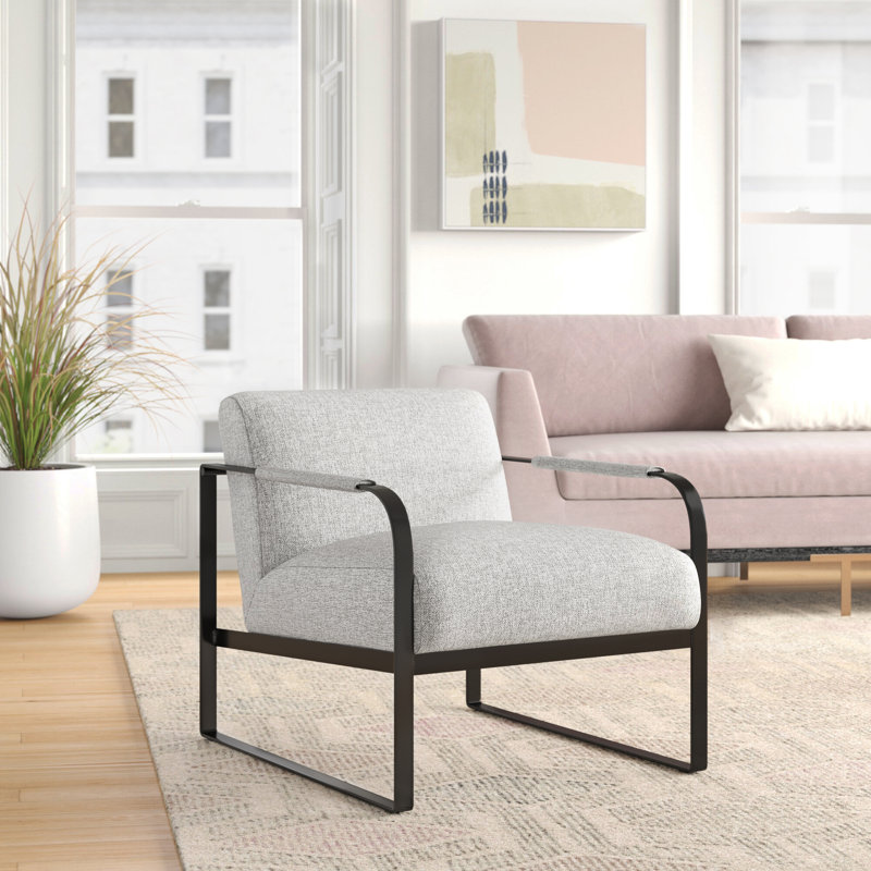 Centerton Upholstered Armchair, Gray Polyester, Black