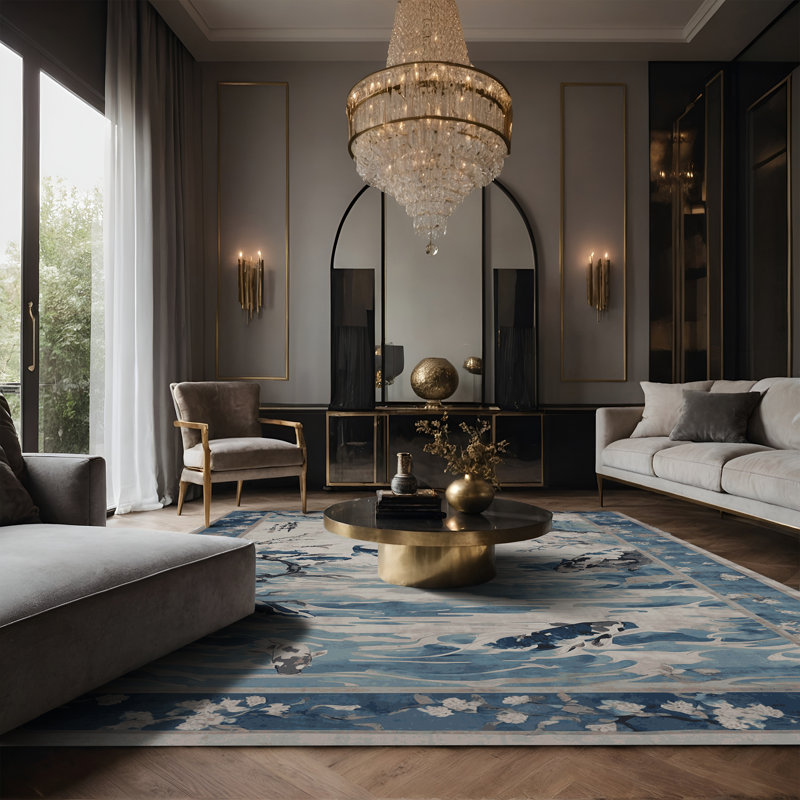 Tapis gris soyeux et moelleux, Rectangle 2 pi x 3 pi