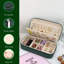 Boîte à bijoux de voyage - Petit organisateur portable en cuir PU vert foncé