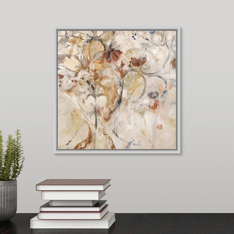 « epiphany », peinture sur toile, Cadre flottant blanc, H 13,7 po x l 13,7 po x P 1,75 po