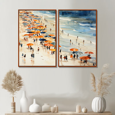 «Orange Umbrella Beach Day Tranquitt III - Beach Beach People», art mural