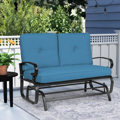 Craigmore Outdoor Craigmore Gliding Metal Bench with Cushions by Highland Dunes