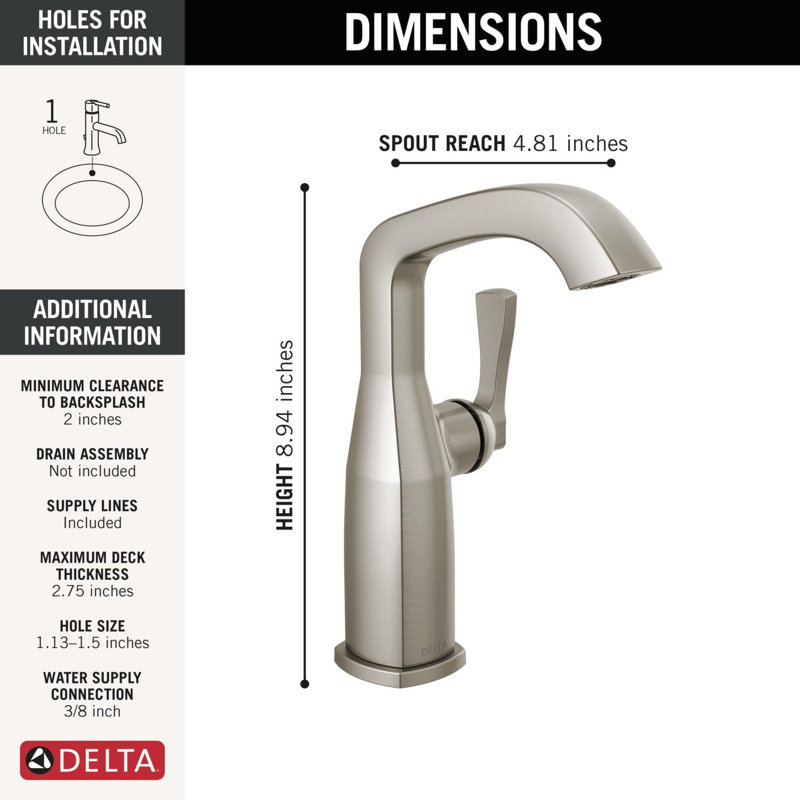 Single Handle Mid-Height Bathroom Faucet, Lumicoat  Chrome