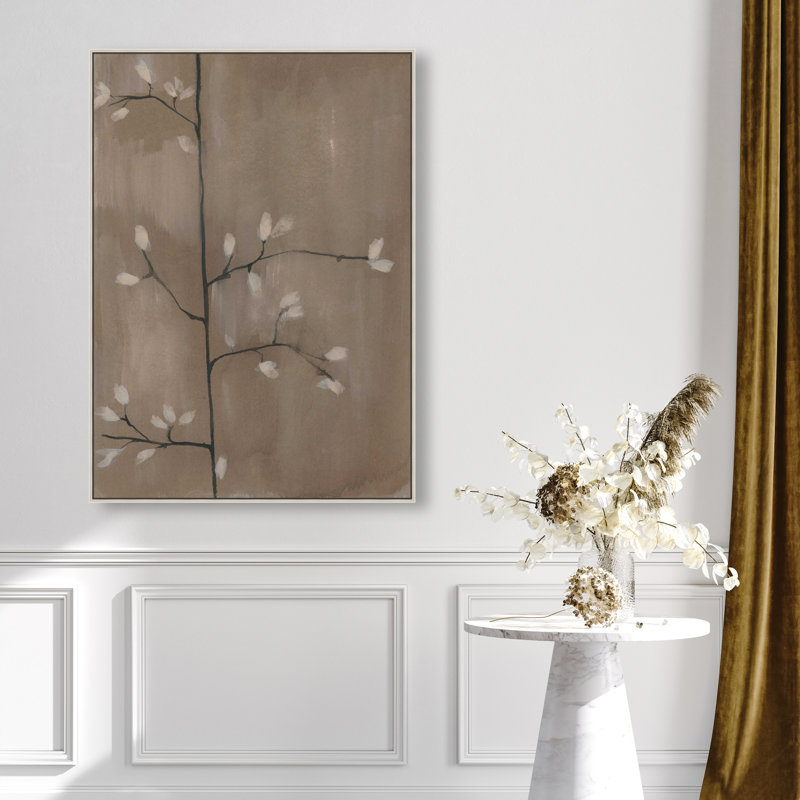 Blossoming Twig II Canvas Floral & Botanical Print by Oliver Gal, Black Frame, 10 x 15, 46"H x 31"W, Silver Frame