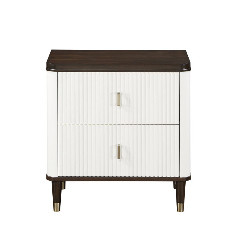 Blanc et noyer avec table de chevet moderne et durable