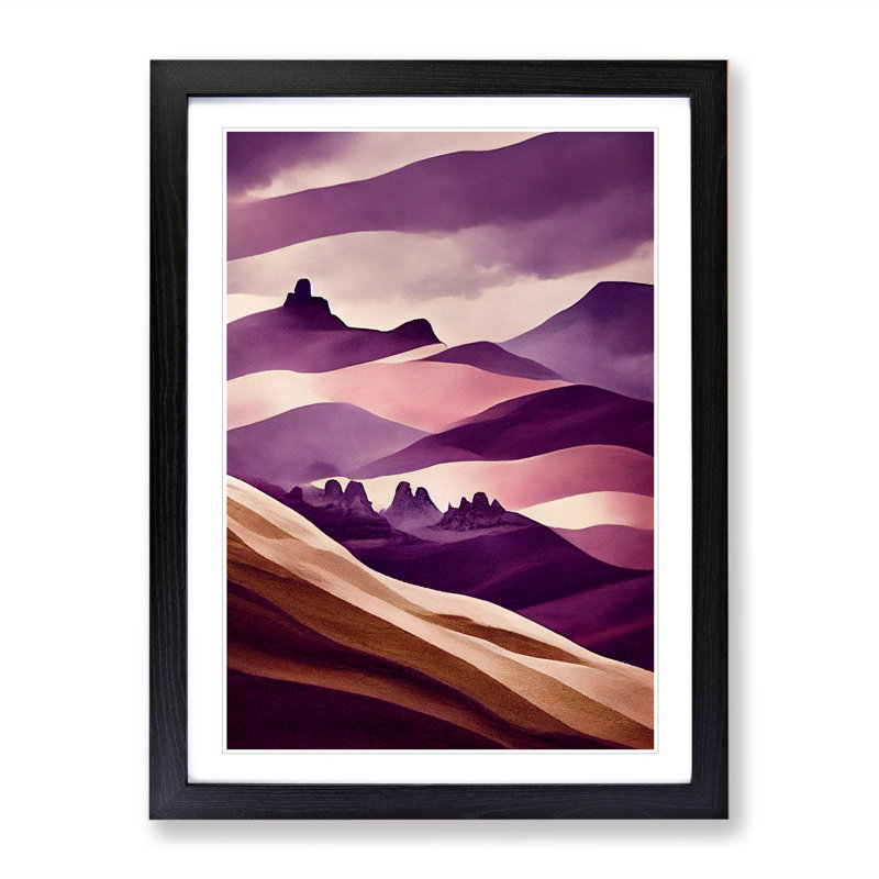 Surreal Abstract Mountain Landscape No.4 - Single Picture Frame Print, Black Framed, 64cm H x 46cm W x 2cm D