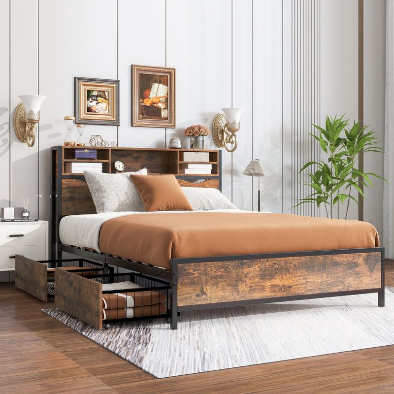 Yasira Metal Storage Bed, Queen
