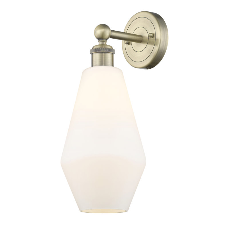 Amylea Armed Sconce, Cased Matte White, Antique Brass