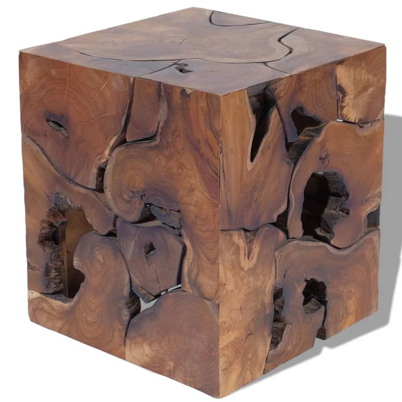 Bohl vidaXL Solid Teak Wood Stool, Versatile Footrest/Side Table, 15.7" x 15.7" x 17.7"