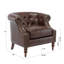 Chaise d'appoint, similicuir brun, design élégant, dossier pour le confort, revêtement classique en cuir à structure stable, capitonnage à boutons, fauteuil confortable, construction