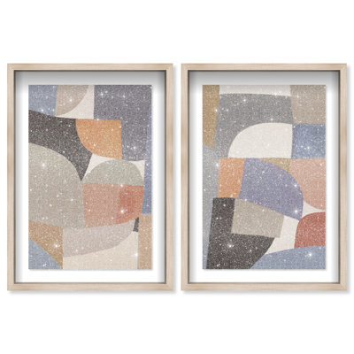 Muted Prelude Set Shadowbox Abstract Print by Oliver Gal, Black Frame, 10 x 15