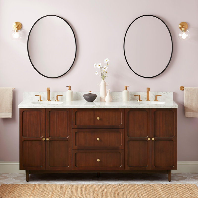 Delavan 72" Double Bathroom Vanity, Carrara Marble