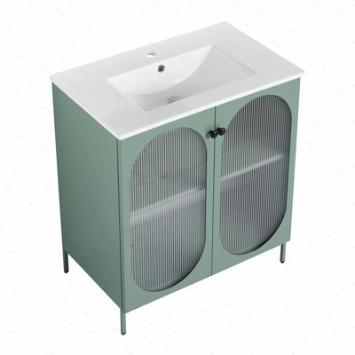Meuble-lavabo autoportant de 30 pouces avec comptoir en céramique