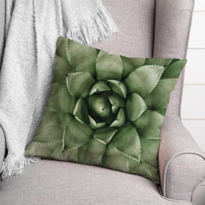 Floral Outdoor Reversible Throw Pillow, Green