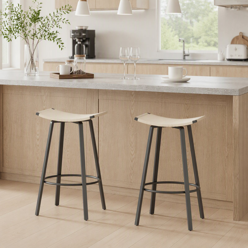 Tabourets de bar polyvalents à hauteur de comptoir avec tissage en PVC tissé à la main pour une utilisation intérieure et extérieure
