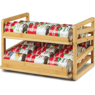 Bamboo Rolling Can Organizer , Stackable