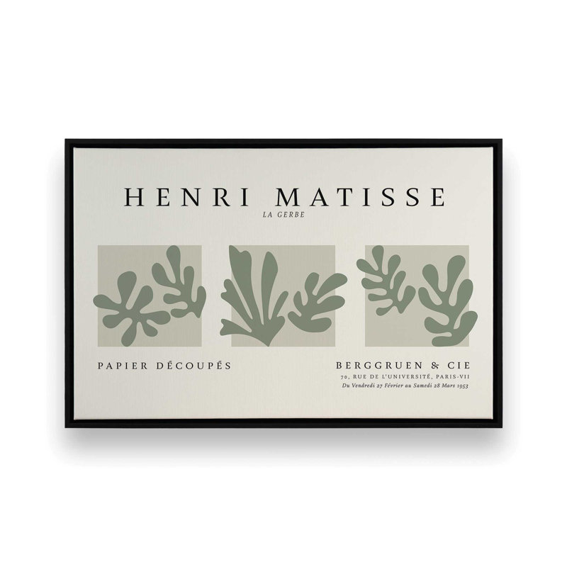 La Gerbe Trio Matisse, reproduction d'art sur toile encadrée, H 20,75 po x l 30,75 po, Noir satiné