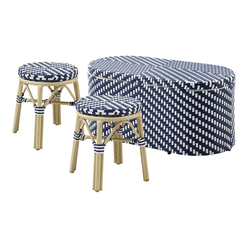 Nassene 2 - Person Patio Conversation Set, Navy/White