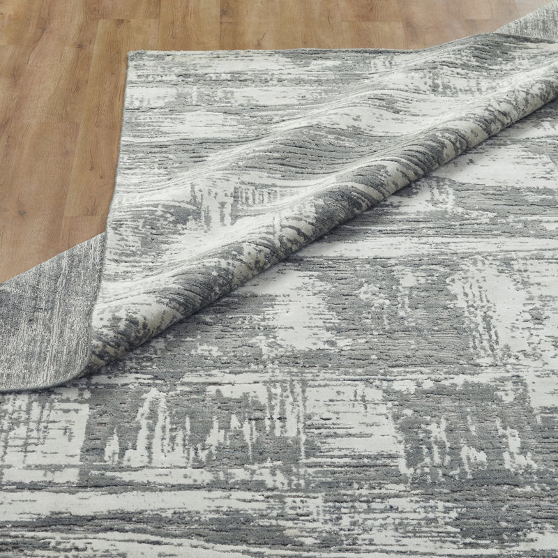 Tapis gris tissé à la main Kaiser, Tapis de couloir 2 pi 6 po x 10 pi, Gris