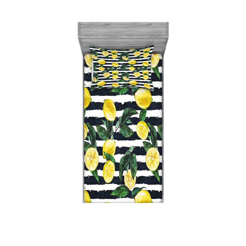 Ambesonne Modern Fitted Sheet & Pillow Sham Set, Hunter Green Indigo, Twin Sheet Set + 1 Fitted Sheet + 2 Pillowcases