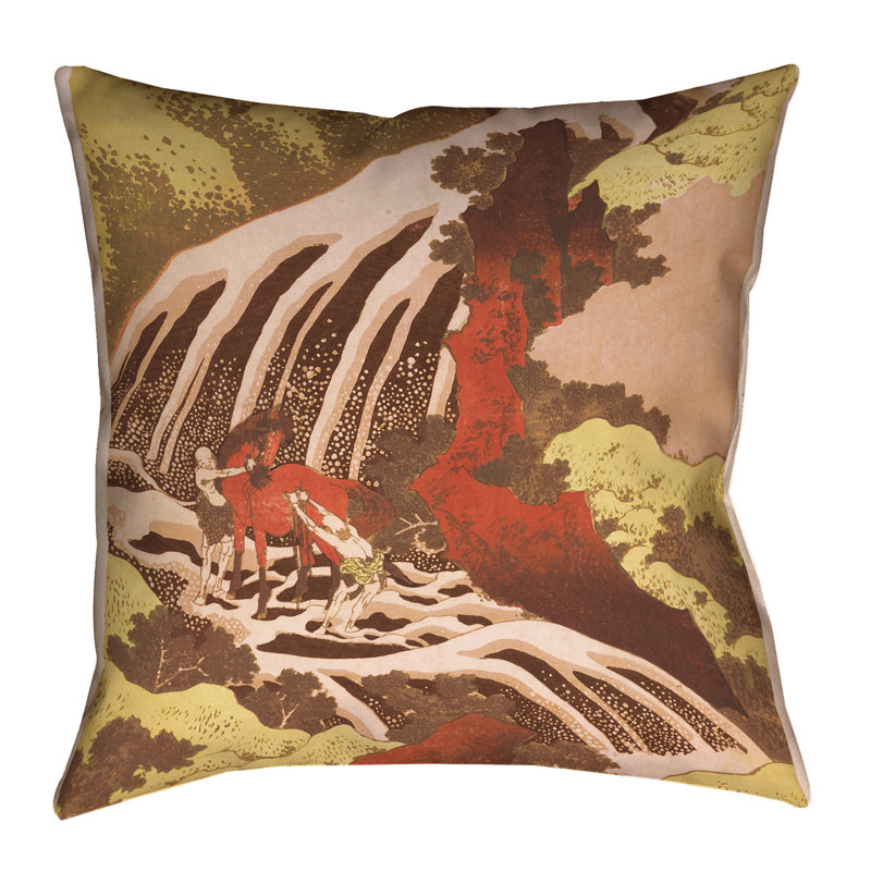 Housse de coussin Katsushika Hokusai, 16 po x 1 po, Jaune