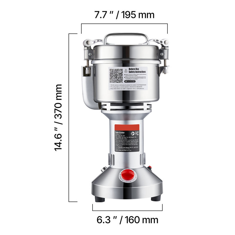 Moulin à grain électrique 750g, pulvérisateur à haute vitesse en acier inoxydable 2000W pour grains secs, épices, céréales et café