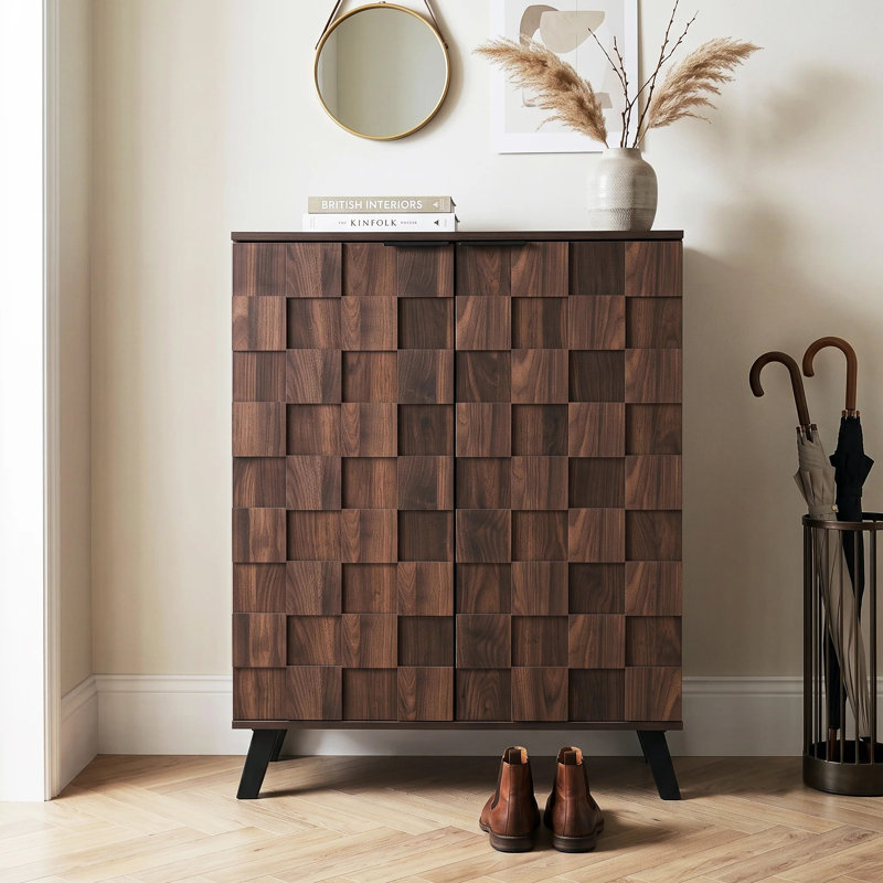 15 Pair Shoe Storage Cabinet, Walnut