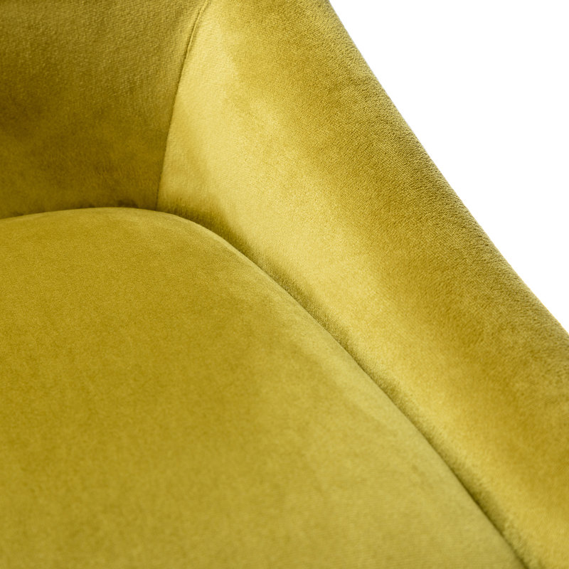 Chaise de travail Westlyn avec velours et double roue, Jaune, Polyester/Mélange de polyester
