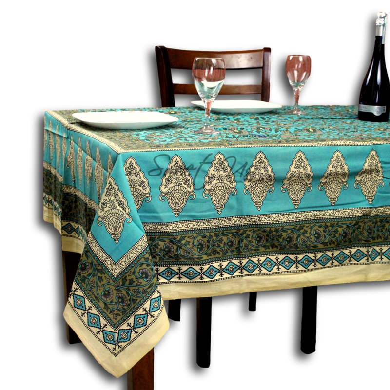 Nappe 100% coton Eternelle, Turquoise, L 104 po x l 70 po