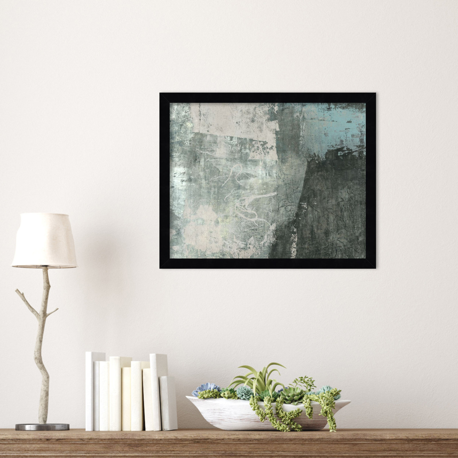 Fresno "Black and Grey and Blue I" Print, 14" H x 17" W, Black