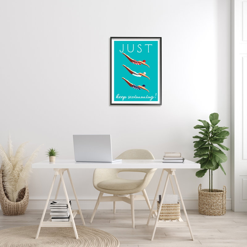 Just Keep Natation - impression, Giclée encadrée noir minuit, H 30 po x l 24 po x 1,5 po