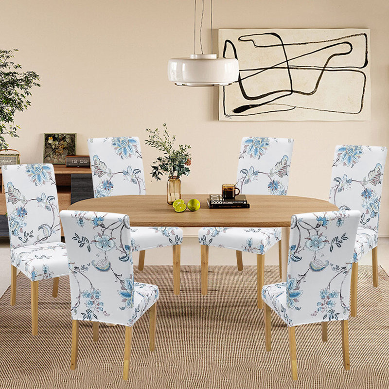 Housse pour chaise de salle à manger, Polyester bleu / blanc