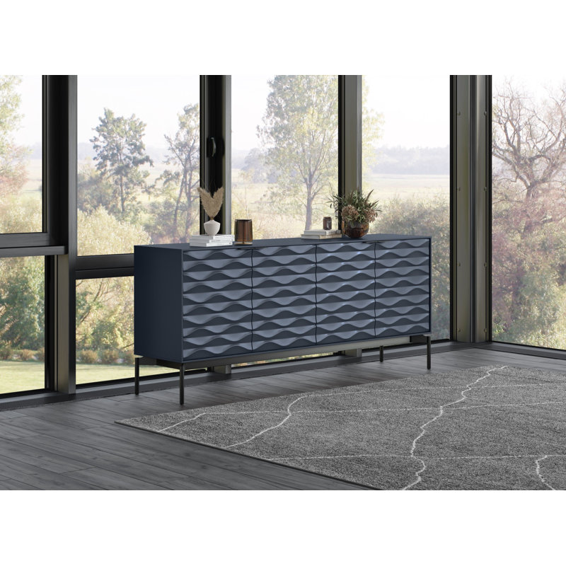 Ripple 79.5'' Sideboard, Ocean/Brushed Carbon