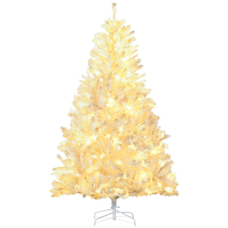 7,5 pi Grand arbre de Noël artificiel pré-éclairé avec 1518 branches, 500 lumières à DEL blanc chaud, ouverture automatique, blanc