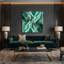 «Geometric Abstraction 25», art mural sur toile verte-1947202740