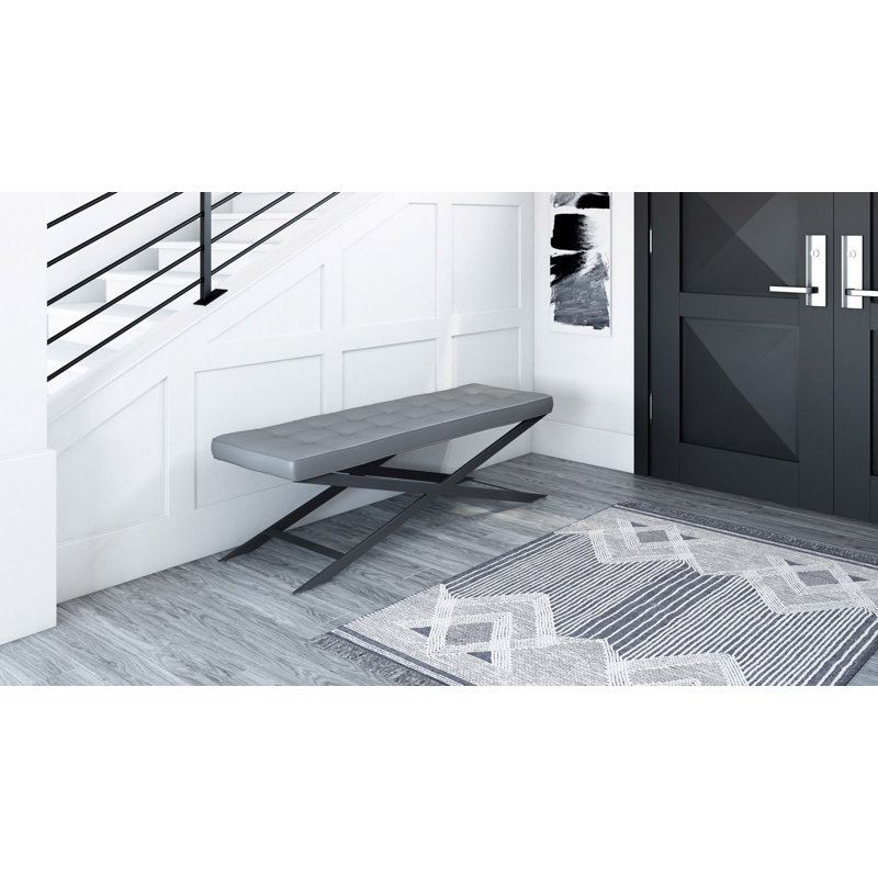 Banc de style révolutionnaire avec base en forme de X, Gris, Noir, noir, noir, noir