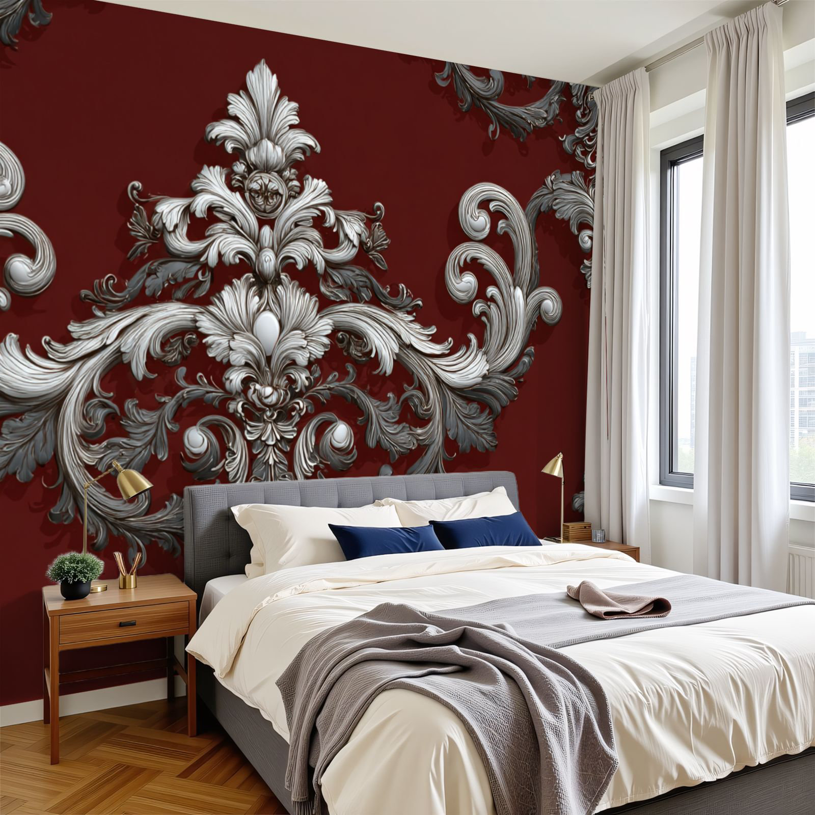 Red Barrel Studio Vintage Damask Peel and Stick Wallpaper Luxurious ...