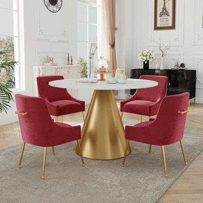 Ensemble de salle à manger à piédestal en marbre 5 pièces