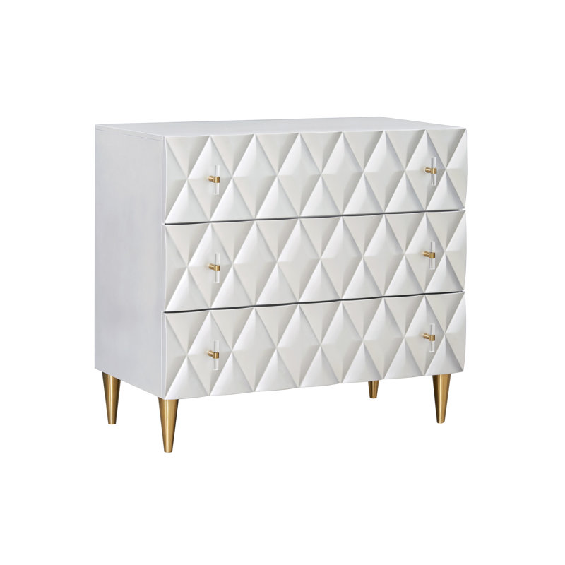 Console Cabinet With Gold-Tone Hardware And 3 Storage Drawers In Metallic Felt-Lined Interior
