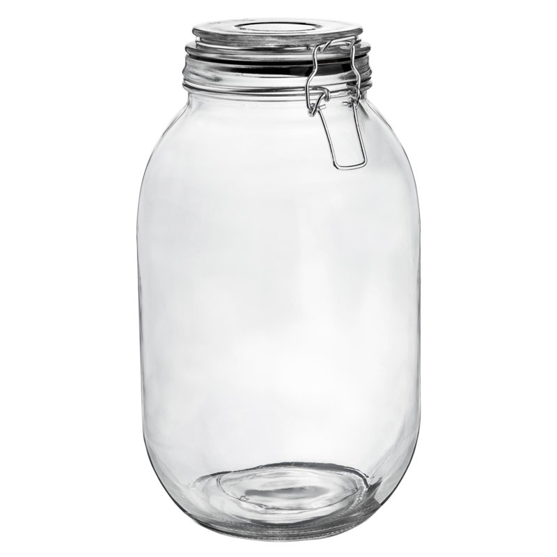 Argon Tableware - Glass Storage Jars, Clear/Black, 17cm H x 10.5cm W x 10.5cm D