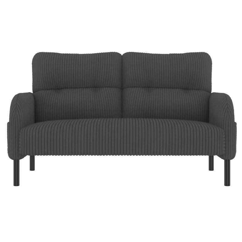 Velours côtelé, canapé double monochrome confortable, Gris
