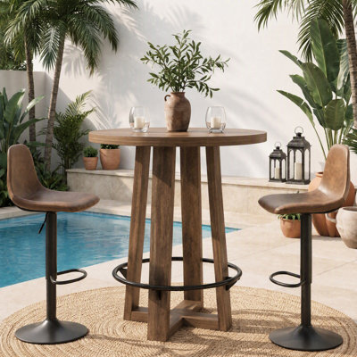 39.4" Bar Height Table with Metal Footrest, High Top Round Bar Table