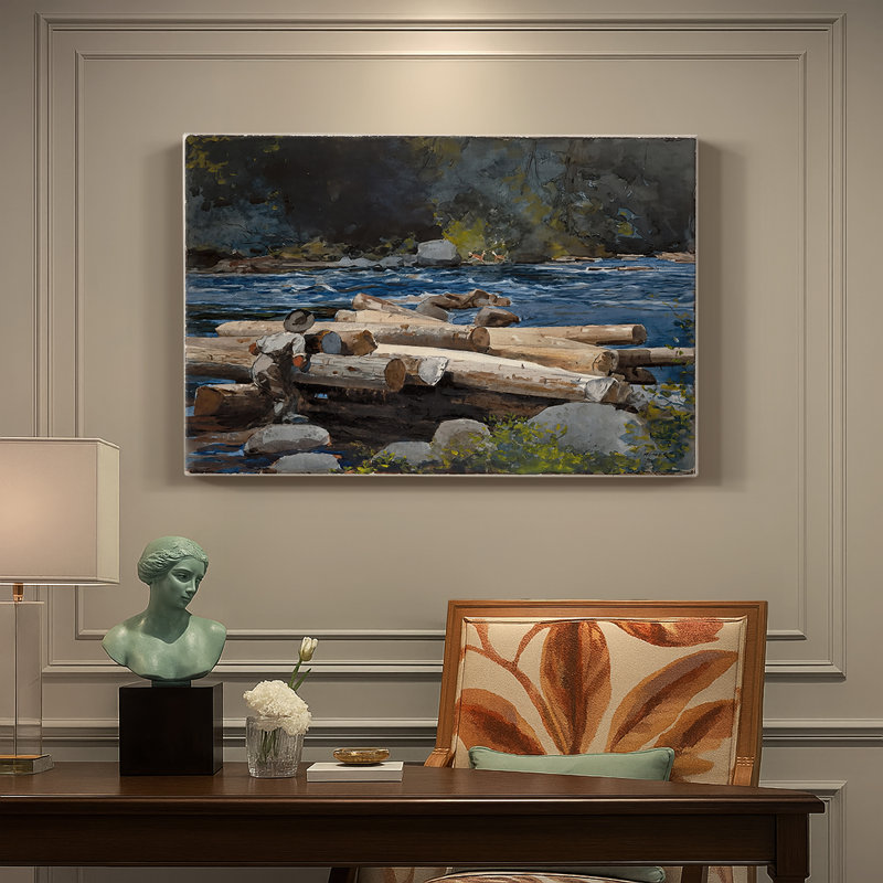 Hudson River, Logging-Winslow Homer-Gallery, toile tendue - 1897, 32x48
