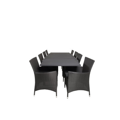 Geir 8 - Person Patio Dining Set with Extendable Rectangular Table , Cushions Included