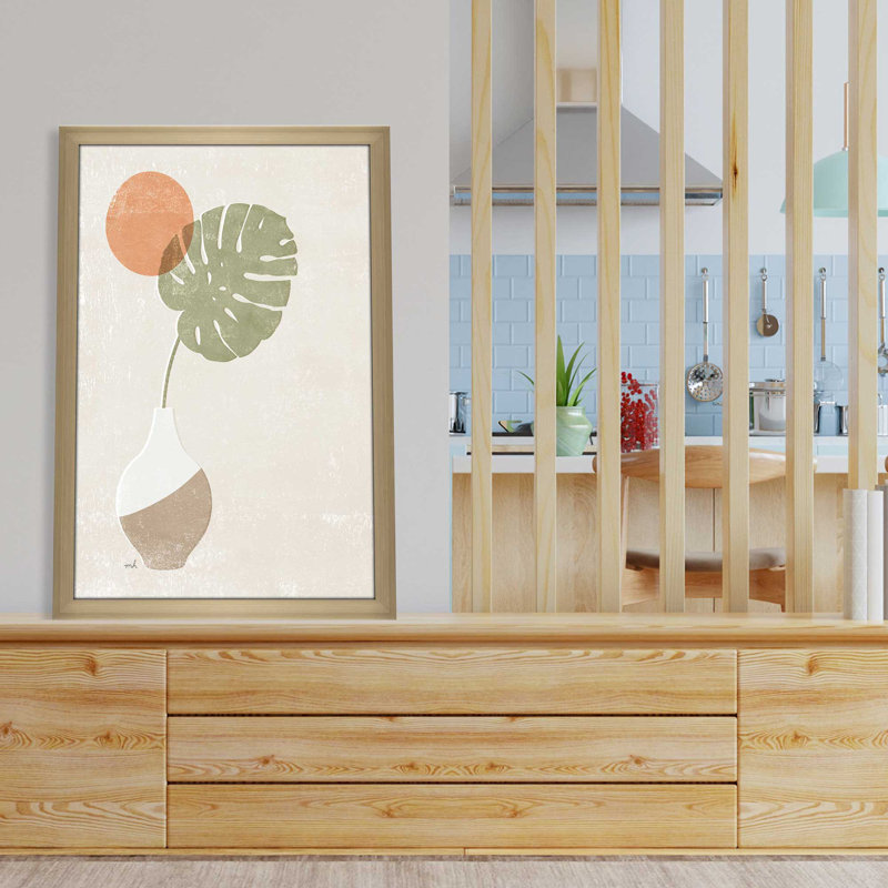 Sun Palm I - Peinture, L 21,5 po x H 27,5 po, Encadrement brun