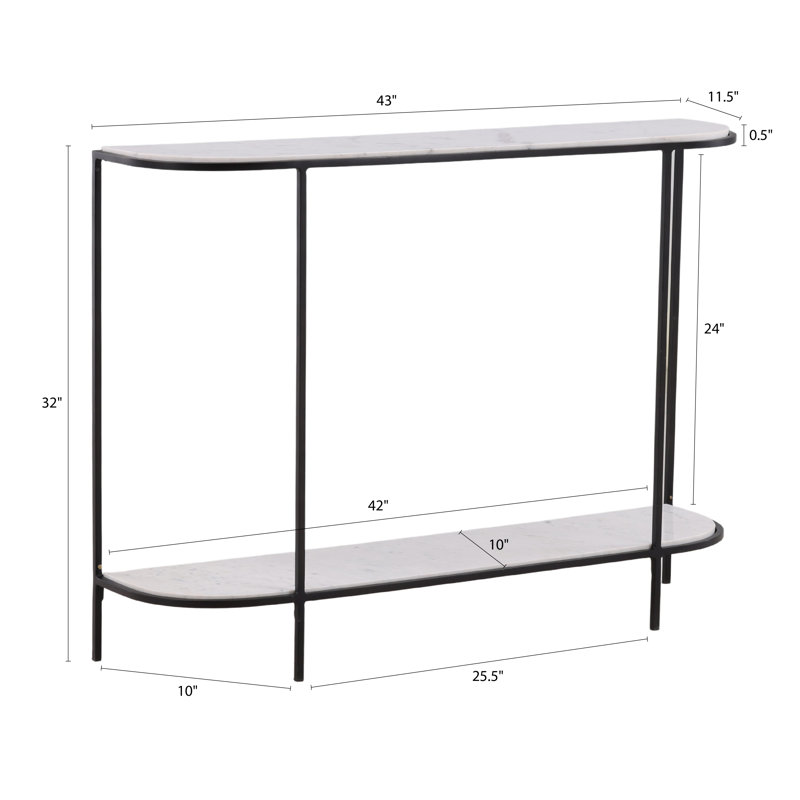 Brian 43" Wide Banswara Marble Console Table, White