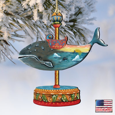 Ornement en bois en forme de noël baleine