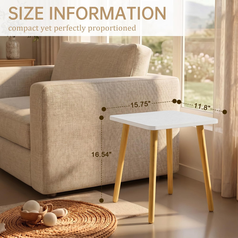 Petite table d'appoint moderne en bois de 42 cm de hauteur, table basse compacte