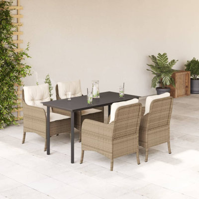 Dakota Fields 5 Piece Patio Dining Set With Cushions Poly Rattan