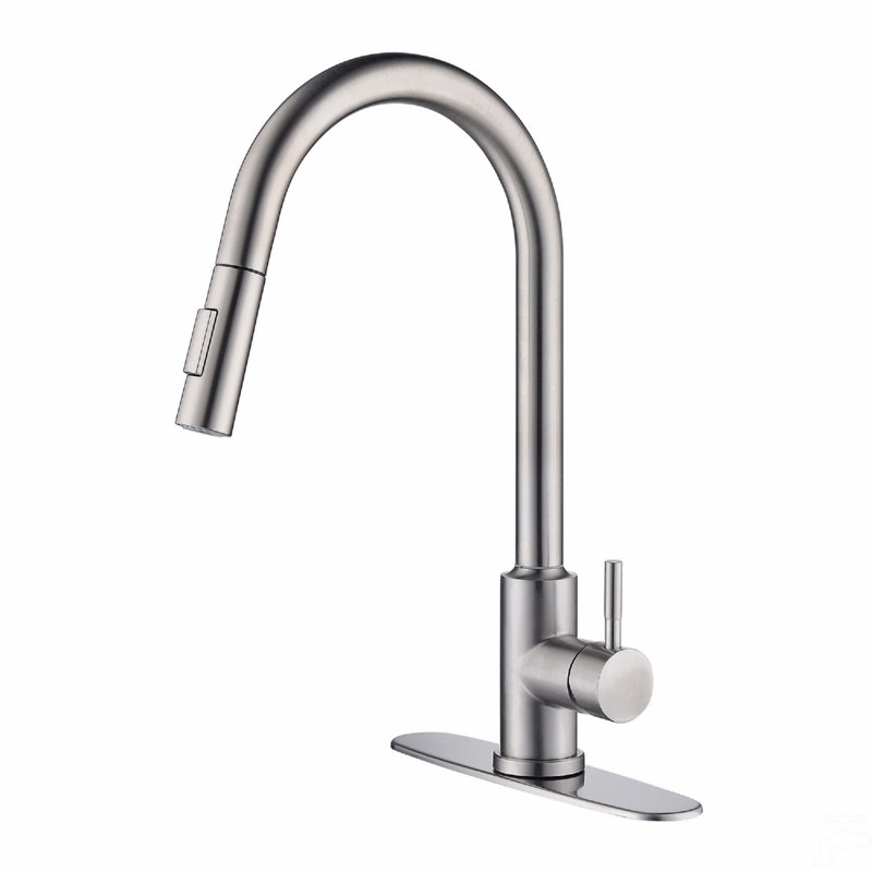Robinet de cuisine tactile avec douchette extractible, Nickel brossé